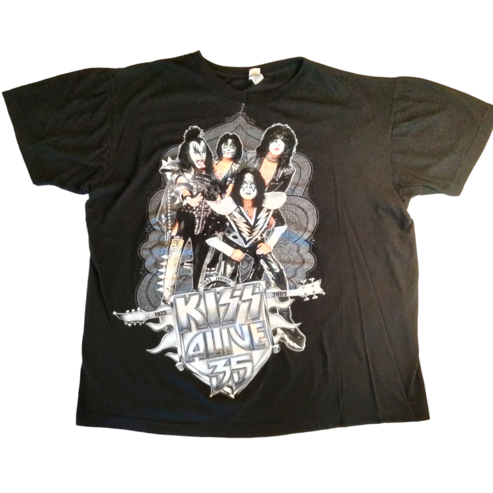 Kiss Alive 35th Anniversary 1973-2009 Band Black Shirt Sz. L